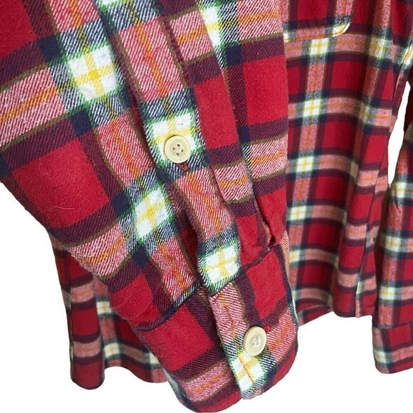 Hollister Mens Size Large Button Down Shirt Red Plaid Long Sleeves 100% Cotton - Picture 5 of 11